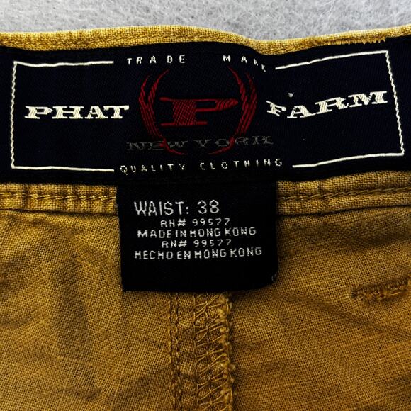 Vtg Phat Farm Caro Shorts Mens 38 Brown Twill Y2K Hip Hop Skater Outdoors Rapper - Picture 5 of 9